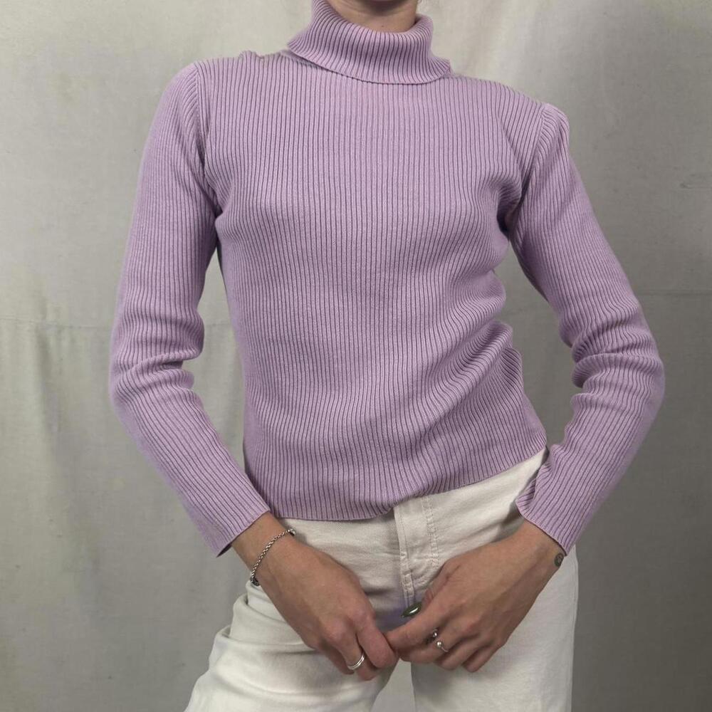 Vintage Lavender Ribbed Turtleneck Sweater